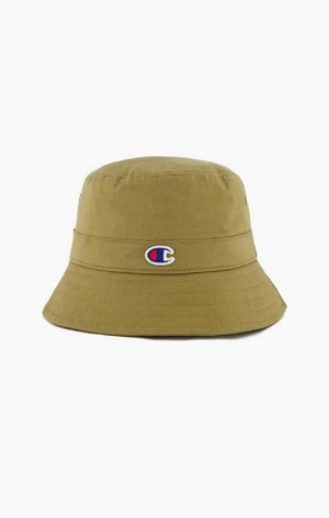 Champion C Logo Patch Bucket Hat Hatt Dame Olivengrønne Grønn | 5470-PHFSL