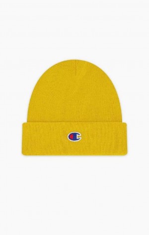 Champion C Logo Recycled Yarn Beanie Hat Hatt Herre Gull | 8591-WDMTI