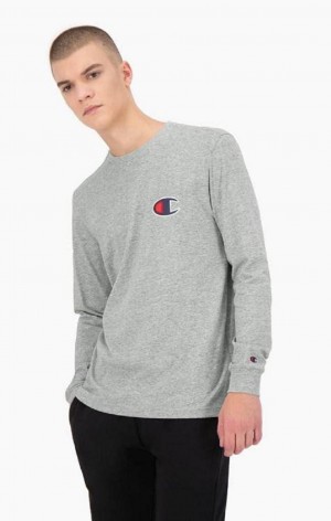 Champion C Long Sleeve Jersey Top T-skjorte Herre Lyse Grå | 8075-FRGBT