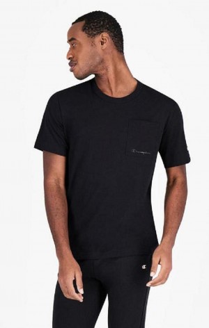 Champion Chest Pocket T-Shirt T-skjorte Herre Svarte | 0681-HLGUX