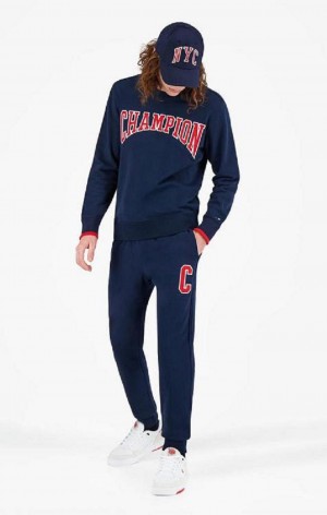 Champion Collegiate C Logo Joggers Joggebukse Herre Mørke Turkis | 9850-ILVHZ