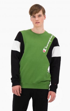 Champion Colour Block Bomull Terry Sweatshirt Gensere Herre Grønn | 4890-RSVUW