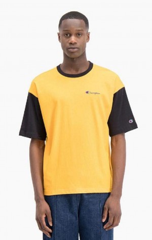 Champion Colour Block Script Logo T-Shirt T-skjorte Herre Oransje | 2358-QAFUW