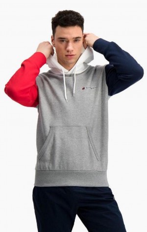 Champion Contrast Colour Block Sleeve Hoodie Hettegenser Herre Mørke Grå | 4297-XYRNW