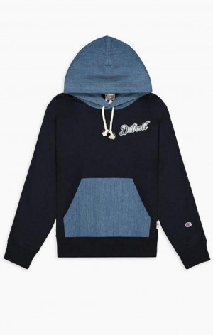 Champion Detroit MLB Denim + Reverse Weave Hoodie Hettegenser Herre Mørke Blå | 4106-MPLHA