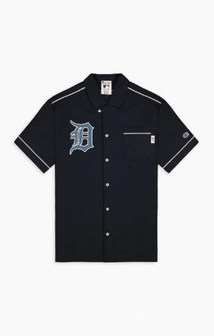 Champion Detroit MLB Kort Sleeved Shirt T-skjorte Herre Svarte | 0951-IXCUY