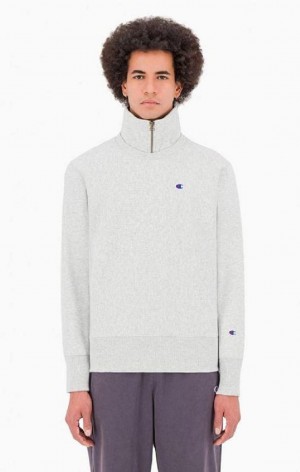 Champion Double Layer Reverse Weave Sweatshirt Gensere Herre Lyse Grå | 9386-GZJKU