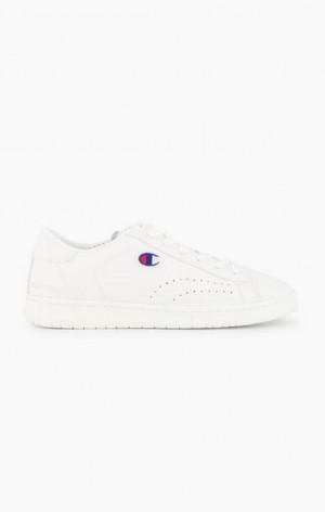 Champion Embroidered Logo Lær Trainers Joggesko Dame Hvite | 1085-USOZT