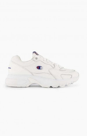 Champion Embroidered Logo Lær Trainers Joggesko Dame Hvite | 0234-BTGJR