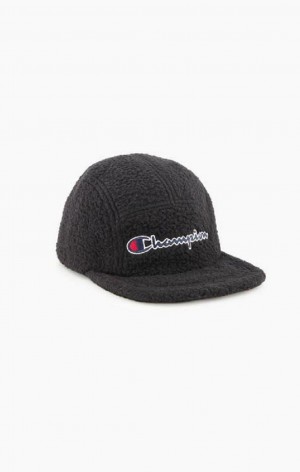 Champion Embroidered Script logo Teddy Baseball Cap Hatt Herre Svarte | 3845-KTXDW