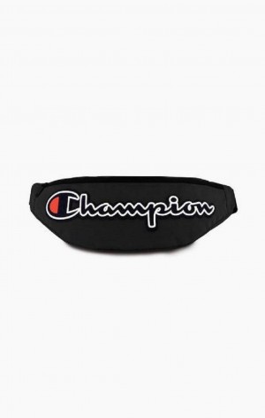 Champion Felt Script Logo Air Mesh Belt Bag Vesker Herre Svarte | 9358-XDMSA