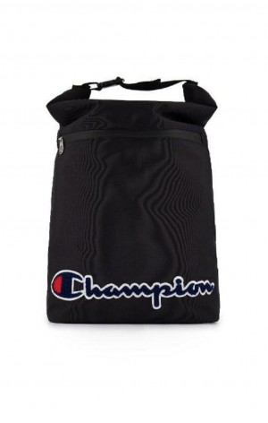 Champion Folding Top Script Logo Backpack Vesker Dame Svarte | 6385-WFAPV