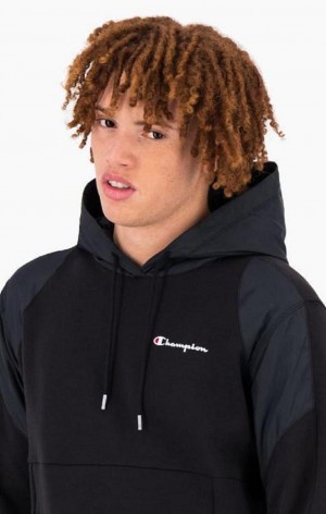 Champion Grafiske Logo Print Polstret Insert Hoodie Hettegenser Herre Svarte | 9780-QJXIL