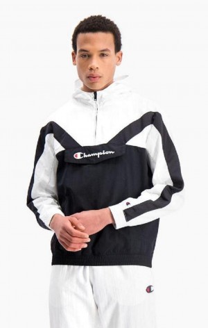 Champion Half Zip-Up Hette Track Jacket Treningsdress Herre Svarte | 2547-NJHRE