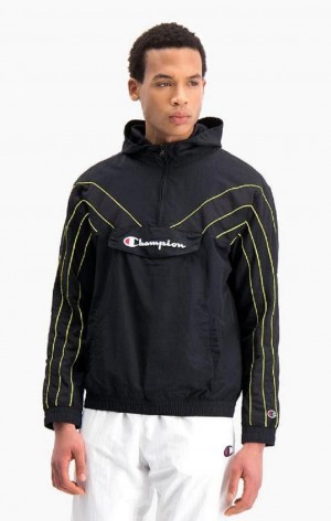 Champion Half Zip-Up Neon Stripe Hette Track Jacket Hettegenser Herre Svarte | 6305-CBDAX