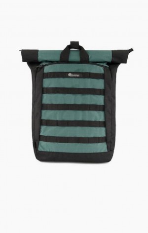 Champion Jacquard Logo Ripstop Coated Backpack Vesker Dame Svarte | 4016-BRMXV