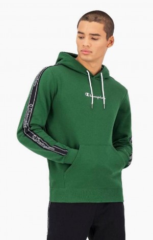 Champion Jacquard Logo Tape Hoodie Hettegenser Herre Lyse Grønn | 7054-AZNPK