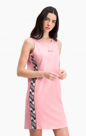 Champion Jacquard Logo Tape Tank Kjoler Kjole Dame Rosa | 8926-ZLPJX