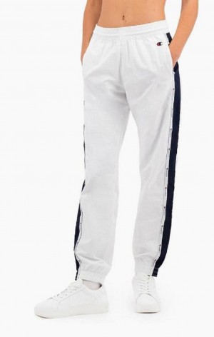 Champion Jacquard Logo Tape Track Pants Joggebukse Dame Hvite | 3914-LUWGF