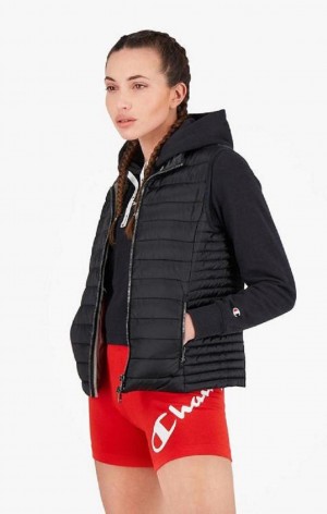 Champion Lette Polstret Gilet Jakker Dame Svarte | 9812-FUJHR