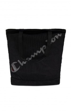 Champion Logo Tape Shopper Tote Bag Vesker Dame Svarte | 5794-OLRDP