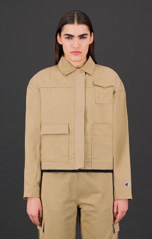 Champion Military Inspired Cropped Jacket Jakker Dame Lyse Brune | 1679-YFHWC