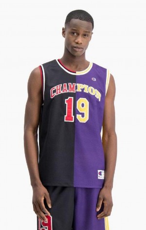 Champion NBMIX Patchwork 'Champion 19' Basketball T-skjorte Herre Svarte Lilla | 2958-ETDBG