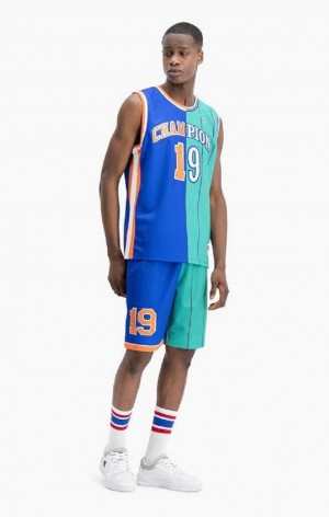 Champion NBMIX Patchwork 'Champion 19' Basketball T-skjorte Herre Blå | 9853-VINEZ