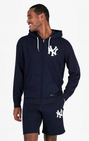 Champion New York MLB Hoodie Hettegenser Herre Mørke Blå | 4735-NYDAJ