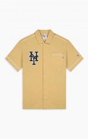 Champion New York MLB Kort Sleeved Shirt T-skjorte Herre Beige | 9821-WDBKO