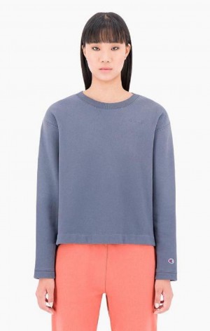 Champion Ombré Wash Cropped Sweatshirt Gensere Dame Mørke Turkis | 4605-DFAUL