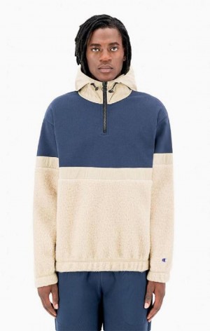 Champion Oversized C Logo Half Zip-Up Teddy Hoodie Hettegenser Herre Beige | 9532-JAQIS