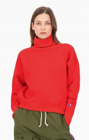 Champion Roll Neck Reverse Weave Sweatshirt Gensere Dame Svarte | 7023-RZTSL