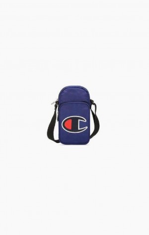 Champion Satin C Logo Patch Double Reima Crossbody Bag Vesker Dame Blå | 6783-OADEX