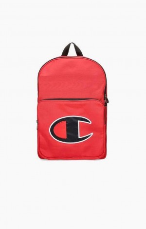 Champion Satin C Logo Patch Zipped Backpack Vesker Dame Rød | 8561-ZKQGC