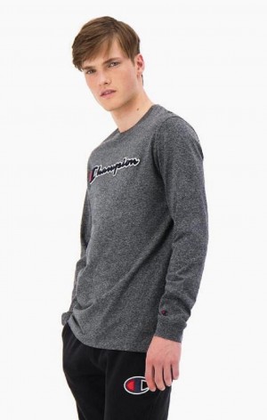 Champion Script Logo Bomull Jersey Sweatshirt Gensere Herre Mørke Grå | 7104-WAMQT