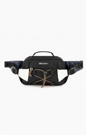 Champion Script Logo Coated Explorer Belt Bag Vesker Herre Svarte | 9350-RQBZP