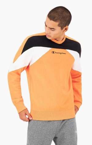 Champion Script Logo Colour Block Fleece Sweatshirt Gensere Herre Oransje | 5214-YLGSA