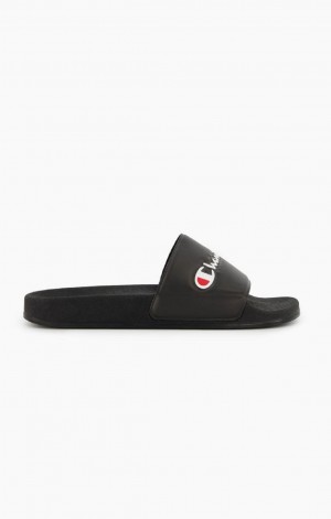 Champion Script Logo Pool Slides Badesandaler Dame Svarte | 7480-CLBKH