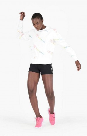 Champion Script Logo Print Shorts Shorts Dame Svarte | 2145-DHLFJ