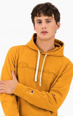 Champion Script Logo Washed Reverse Weave Hoodie Hettegenser Herre Oransje | 3789-HAGOL