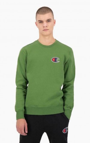 Champion Semsket Skinn C Logo Bomull Terry Sweatshirt Gensere Herre Grønn | 5638-IVCLU