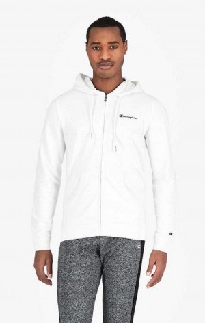 Champion Small Script Logo Hoodie Hettegenser Herre Hvite | 2109-EGZCH