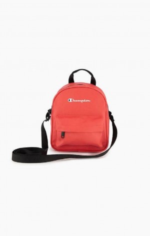 Champion Small Script Logo Woven Crossbody Backpack Vesker Dame Rød | 9507-MLNOG