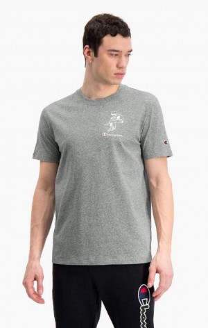 Champion Street Sports Grafiske Print T-Shirt T-skjorte Herre Mørke Grå | 5089-YQODW