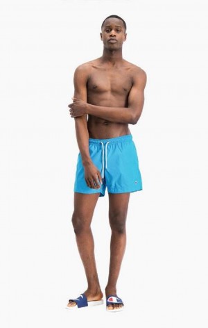 Champion Vann Reacting Script Logo Print Swim Shorts Badetøy Herre Blå | 0317-CEWZD