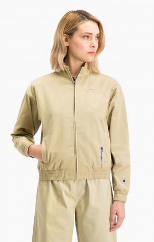 Champion Vertical Script Logo Woven Jacket Jakker Dame Beige | 1928-WHSME