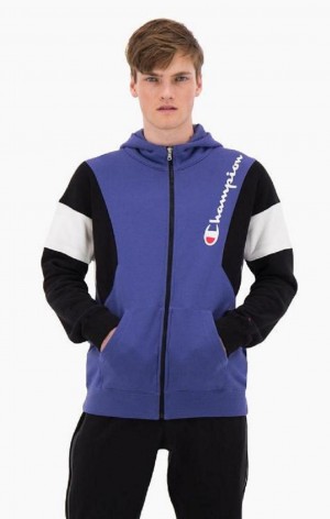 Champion Zip-Up Colour Block Bomull Terry Hette Jacket Hettegenser Herre Lavendel | 9548-OBDEY