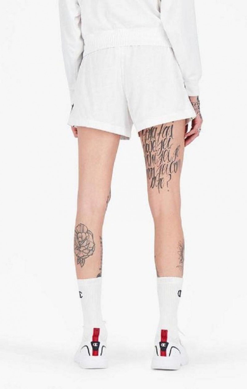 Champion All-over Script Logo Shorts Shorts Dame Hvite | 5410-ODAKC