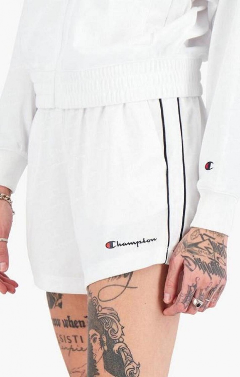 Champion All-over Script Logo Shorts Shorts Dame Hvite | 5410-ODAKC